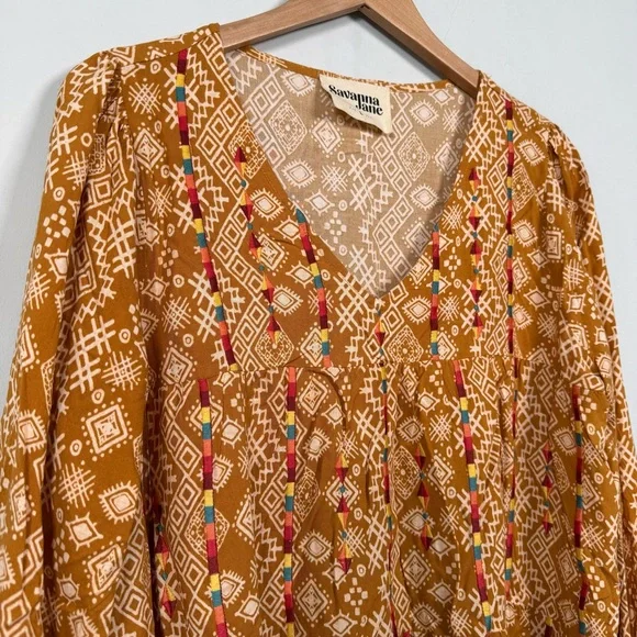 Savanna Jane Rayon Blouse, Embroidered Details, Size L, Excellent Condition - Picture 2 of 10